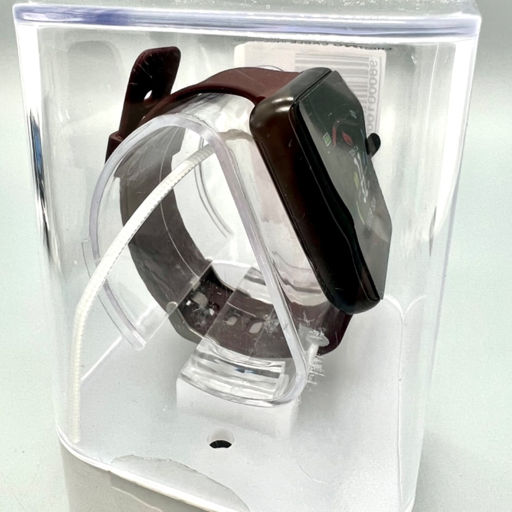 Touch Smartwatch Black Case Merlot Strap . iOS & Android Compatible NWOT - Picture 2 of 5